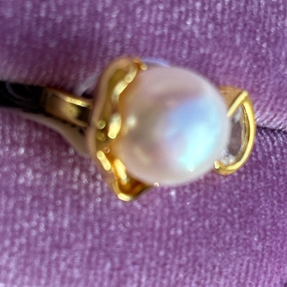 Genuine Pearl and Teardrop Accent Ring
